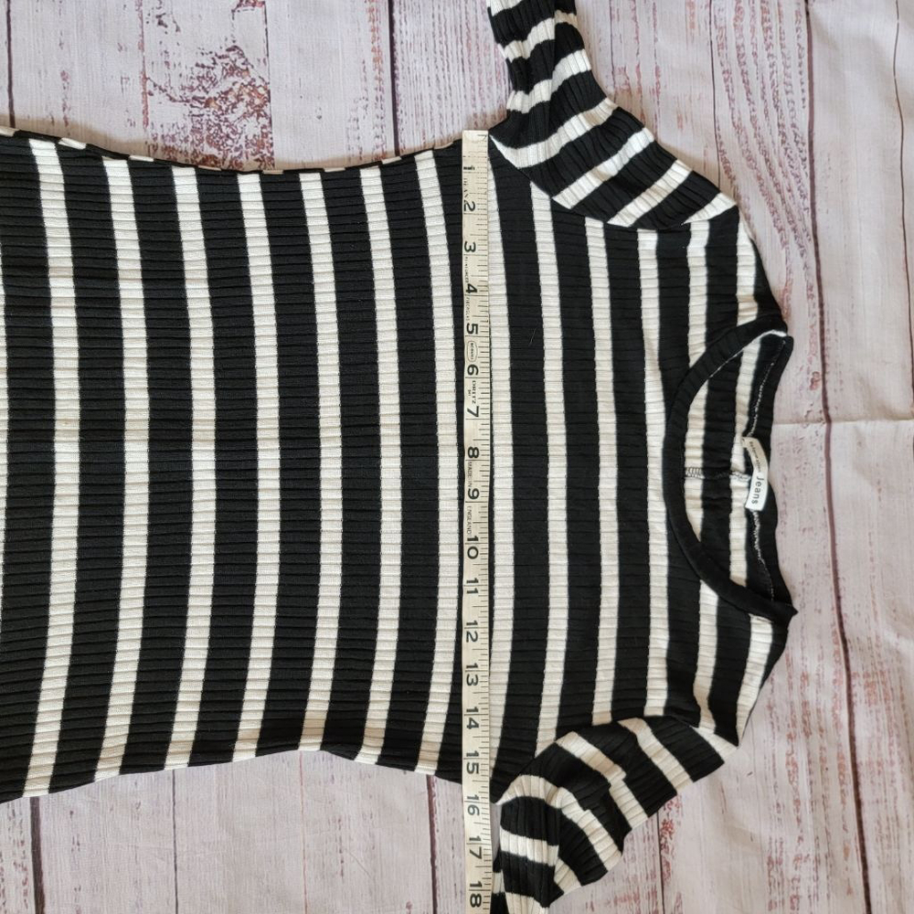 Reformation Jeans Black & White Striped Ribbed Long Sleeve Mini Dress Womens Med - Picture 6 of 6